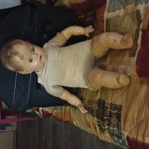 Antique Old Porcelain Painted Moving Eyes Baby Doll